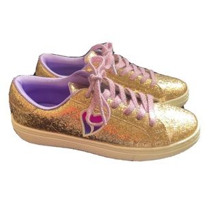 SKECHERS LOS ANGELES Womens ,Girl Athletics Shoes Glitter,SN 84944L Gold Size 4